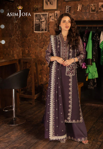 AJLLF-05- Luxurious Purple Festive Wear with Scalloped Sleeves and Hem By- Asim Jofa