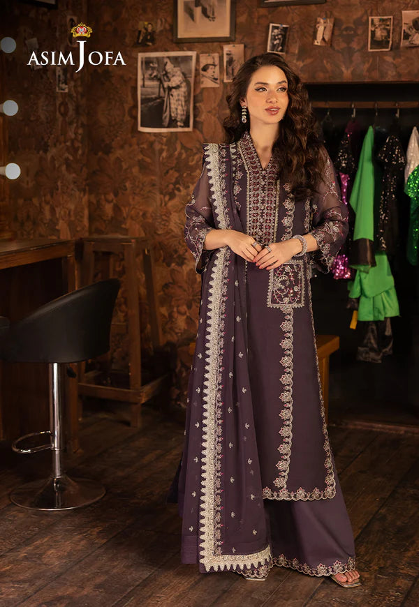 AJLLF-05- Luxurious Purple Festive Wear with Scalloped Sleeves and Hem By- Asim Jofa
