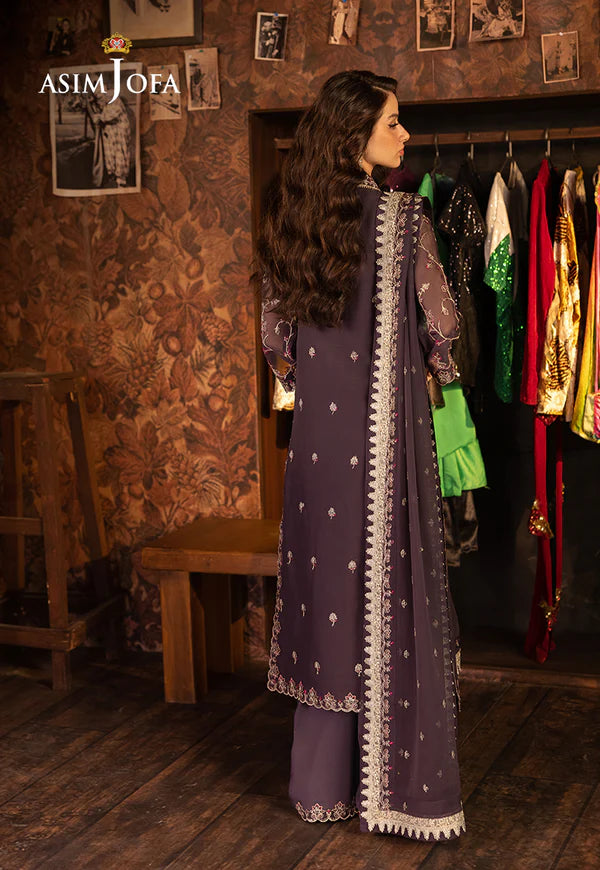 AJLLF-05- Luxurious Purple Festive Wear with Scalloped Sleeves and Hem By- Asim Jofa