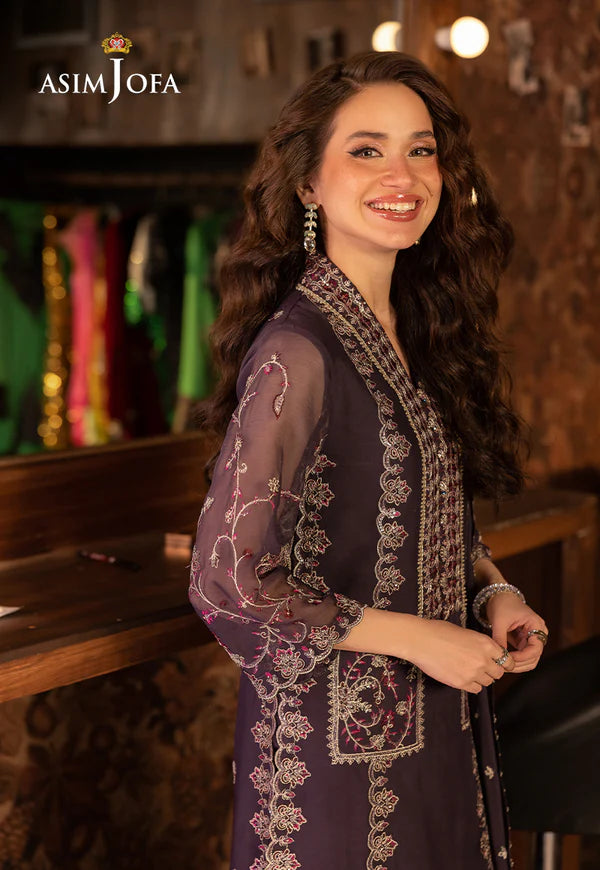 AJLLF-05- Luxurious Purple Festive Wear with Scalloped Sleeves and Hem By- Asim Jofa