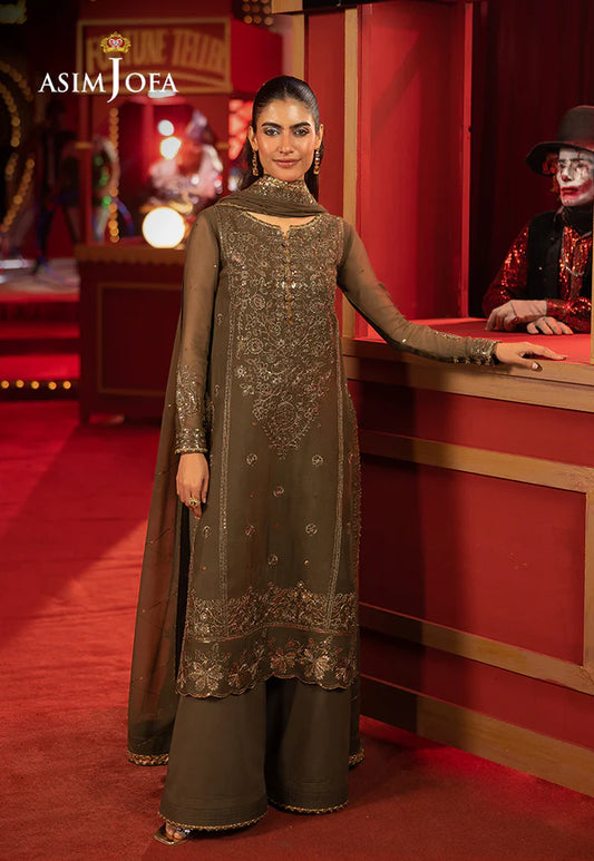 AJLLF-07- Gorgeous Embroidered Dirty Green Outfit for Weddings By-Asim Jofa
