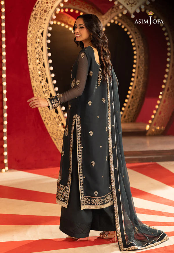 AJLLF-08- Deep Teal Party Wear Suit with Embroidered Dupatta By- Asim Jofa