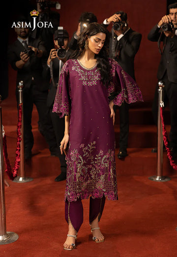 AJLLF-09- Magenta Festive Wear with Intricate Gold and Sage Green Threadwork By- Asim Jofa