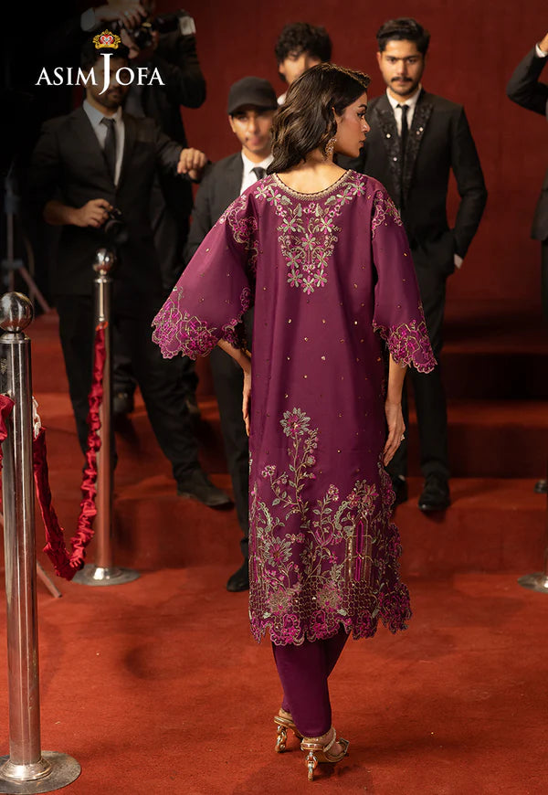 AJLLF-09- Magenta Festive Wear with Intricate Gold and Sage Green Threadwork By- Asim Jofa
