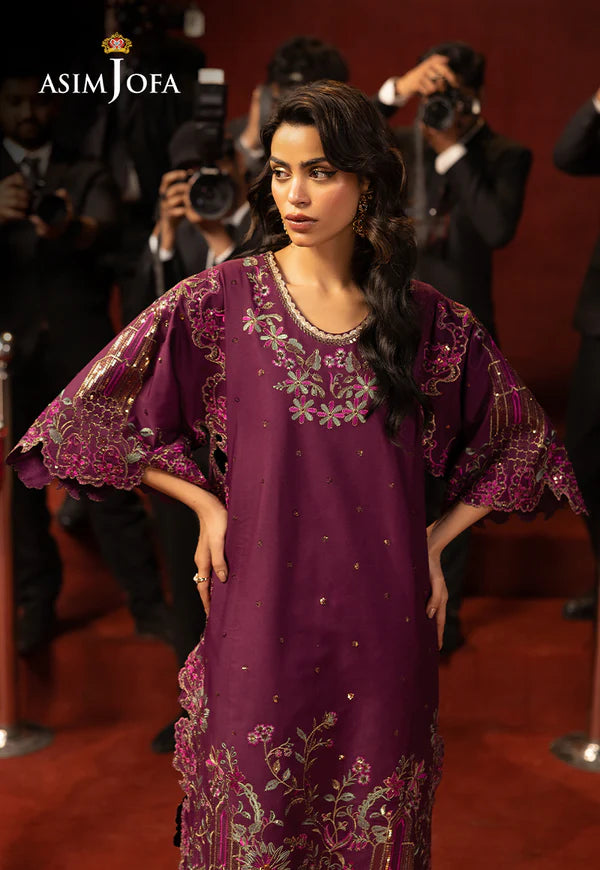 AJLLF-09- Magenta Festive Wear with Intricate Gold and Sage Green Threadwork By- Asim Jofa