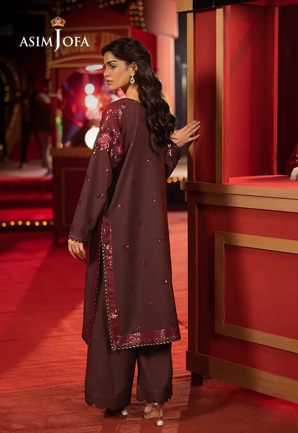AJLLF-10 - Poised Luxury Plum Outfit for Weddings and Formal Occasions By- Asim Jofa