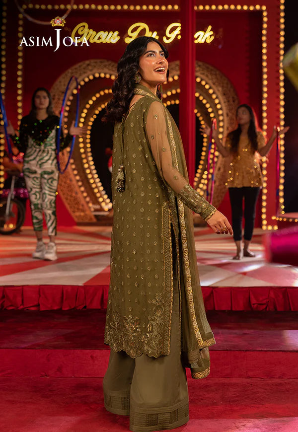 AJLLF-14- Gold Sequin Embroidered Green Festive Outfit- By Asim Jofa