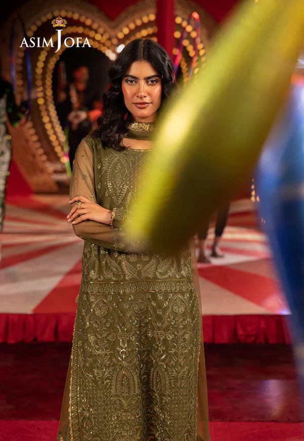 AJLLF-14- Gold Sequin Embroidered Green Festive Outfit- By Asim Jofa