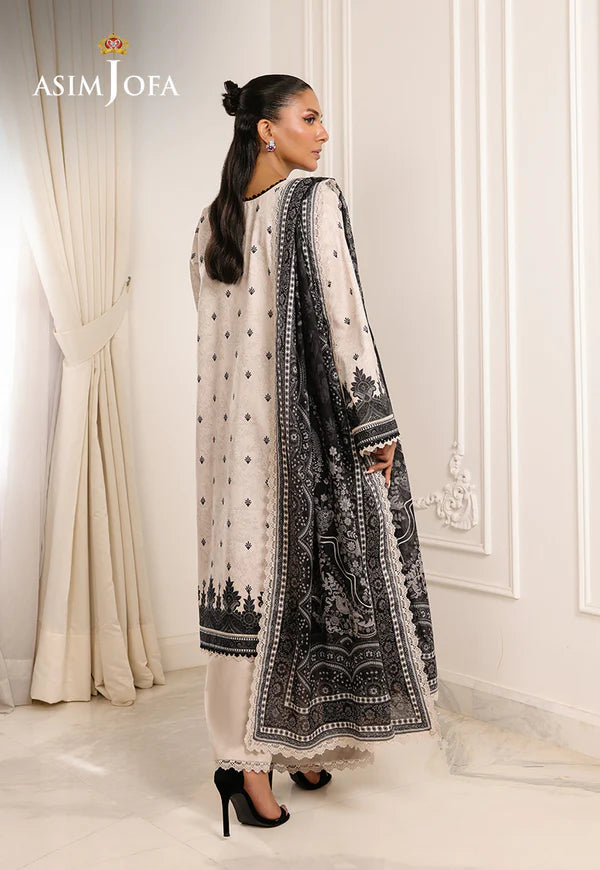 AJMCH-19 stitched white digital lawn suit with heritage motifs and contrasting printed dupatta – Cultural summer outfit for Pakistani women abroad
