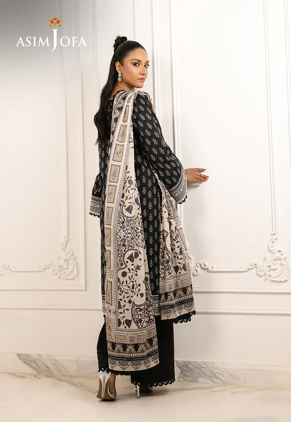 AJMCH-20 stitched 3-piece black lawn suit with digital print and printed dupatta – Daily wear outfit for Pakistani women in Canada and abroad