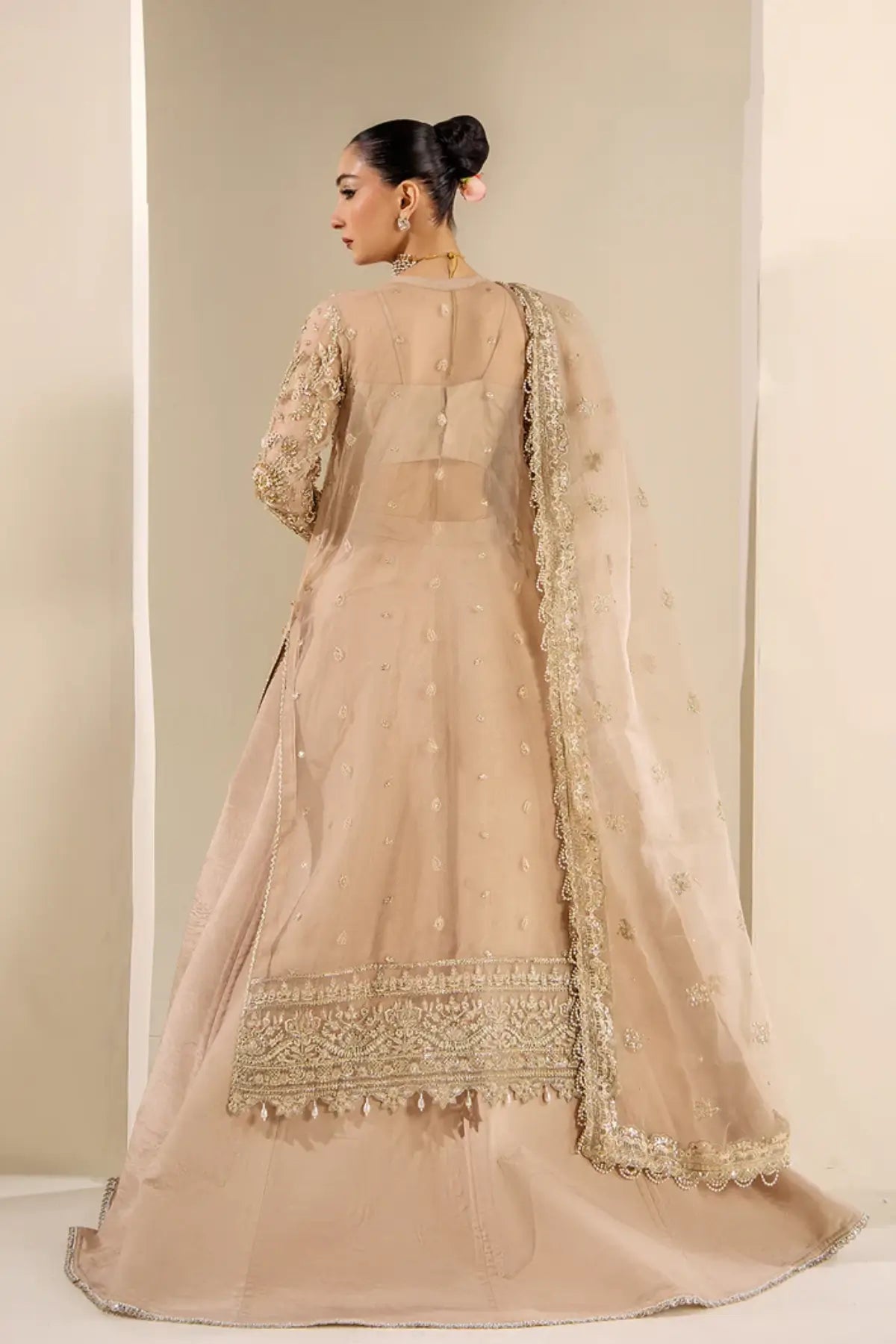 ANASTASIA by Saad Shaikh beige embroidered stitched formal suit with dupatta for engagement events | Pakistanimoda