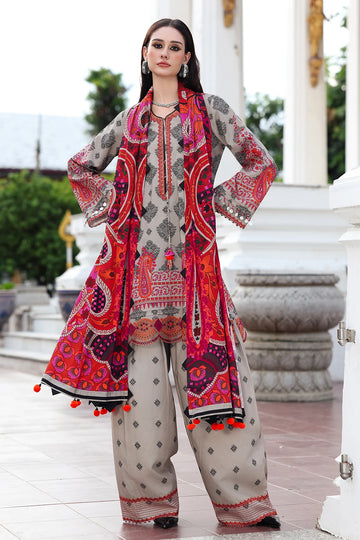Charizma ANW6-01 Grey Linen Embroidered 3PC Stitched Festive Suit Online