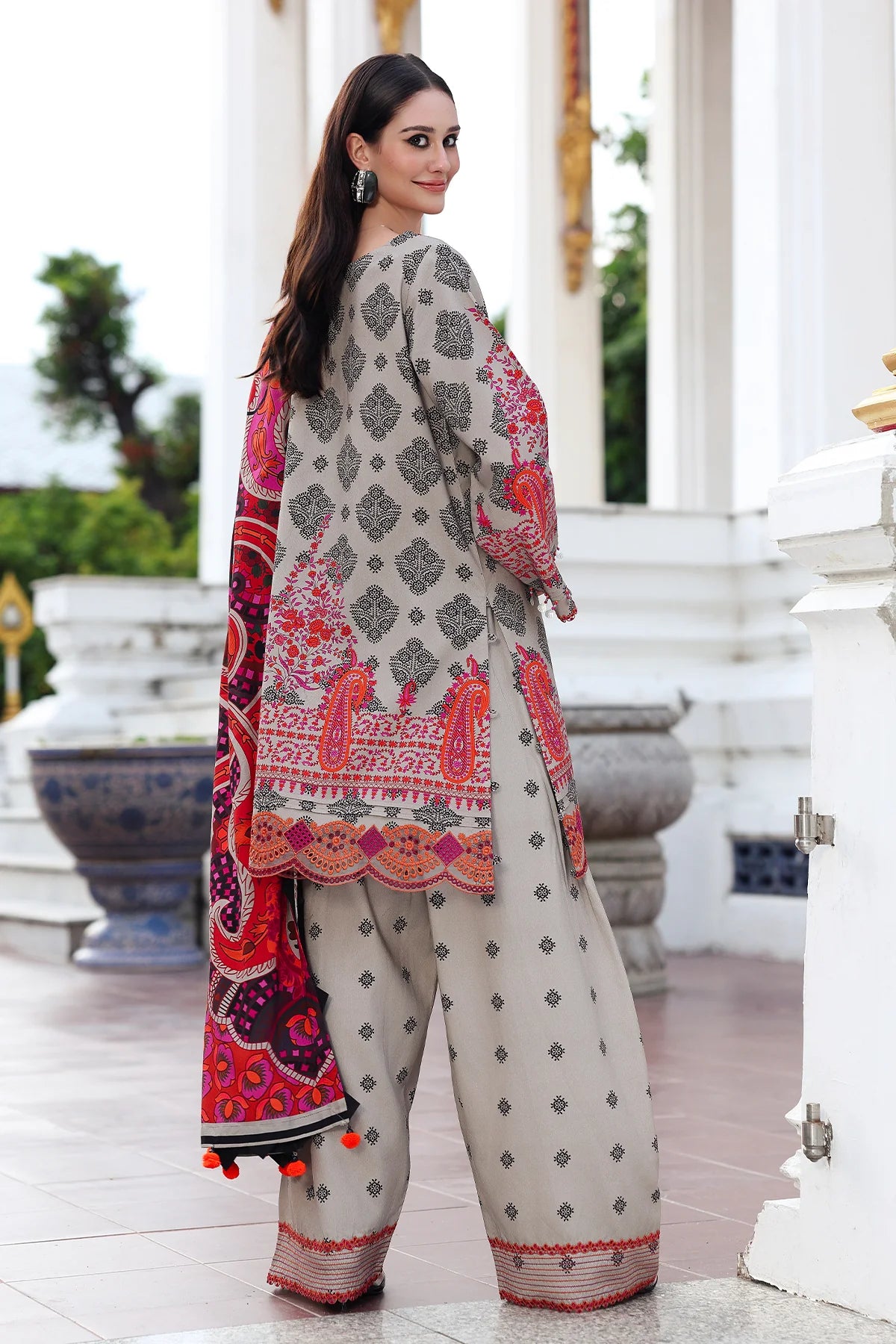 Charizma ANW6-01 Grey Linen Embroidered 3PC Stitched Festive Suit Online