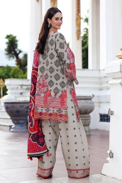 Charizma ANW6-01 Grey Linen Embroidered 3PC Stitched Festive Suit Online