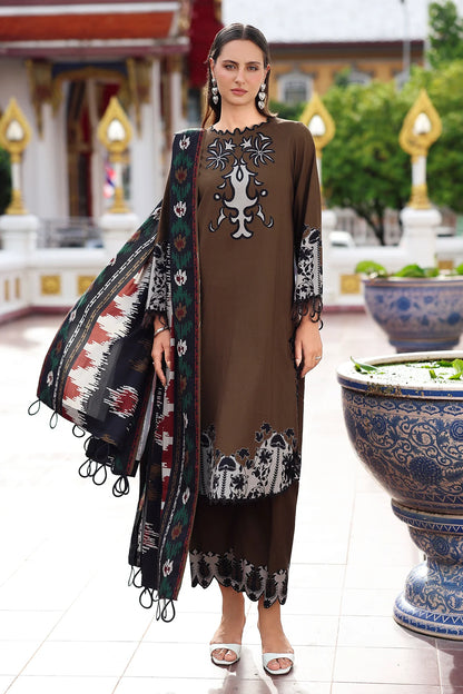 Charizma ANW6-02 Brown Linen Embroidered 3PC Luxury Stitched Suit Online