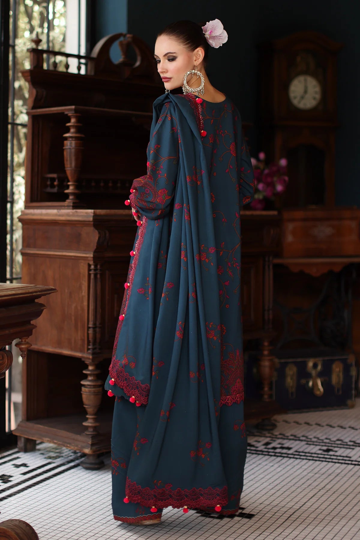 Charizma ANW6-04 Teal Linen Embroidered 3PC Stitched Winter Suit