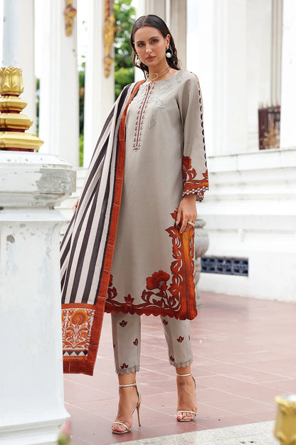 Charizma ANW6-05 Grey Linen Stitched 3PC Embroidered Suit Pakistanimoda