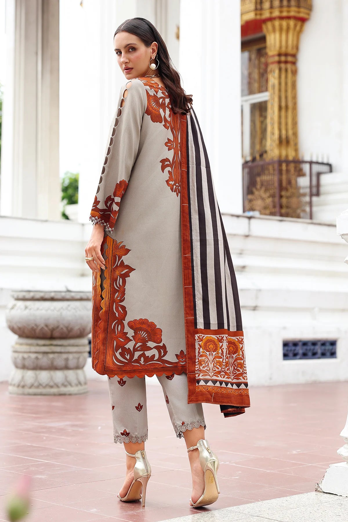 Charizma ANW6-05 Grey Linen Stitched 3PC Embroidered Suit Pakistanimoda