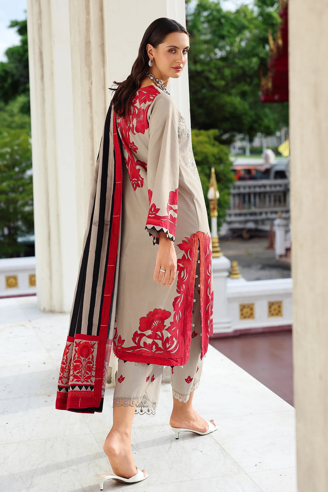 Charizma ANW6-08 Grey Linen Embroidered 3PC Stitched Suit Pakistanimoda