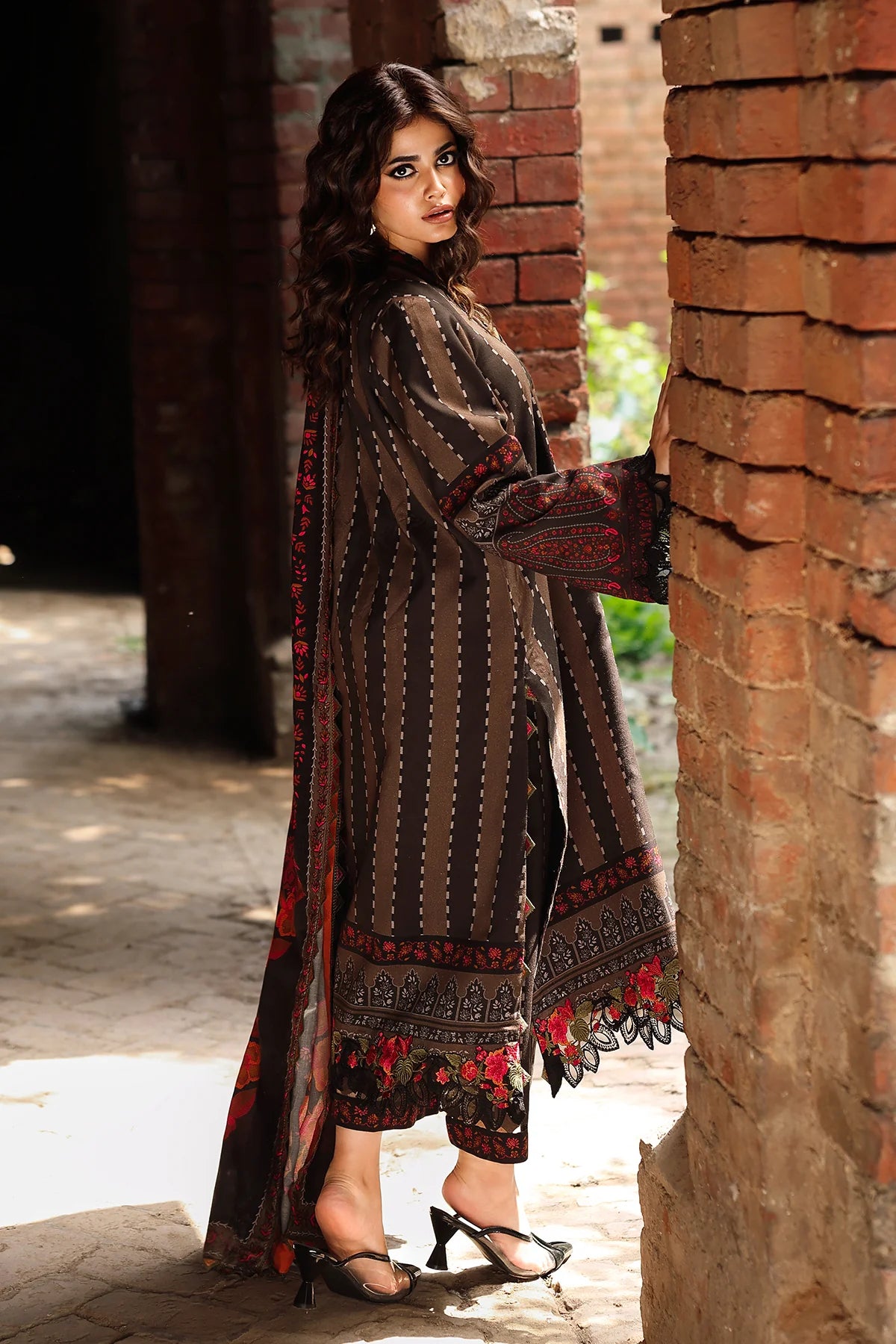 Charizma ANW6-09 Brown Linen 3PC Stitched Embroidered Suit Pakistanimoda