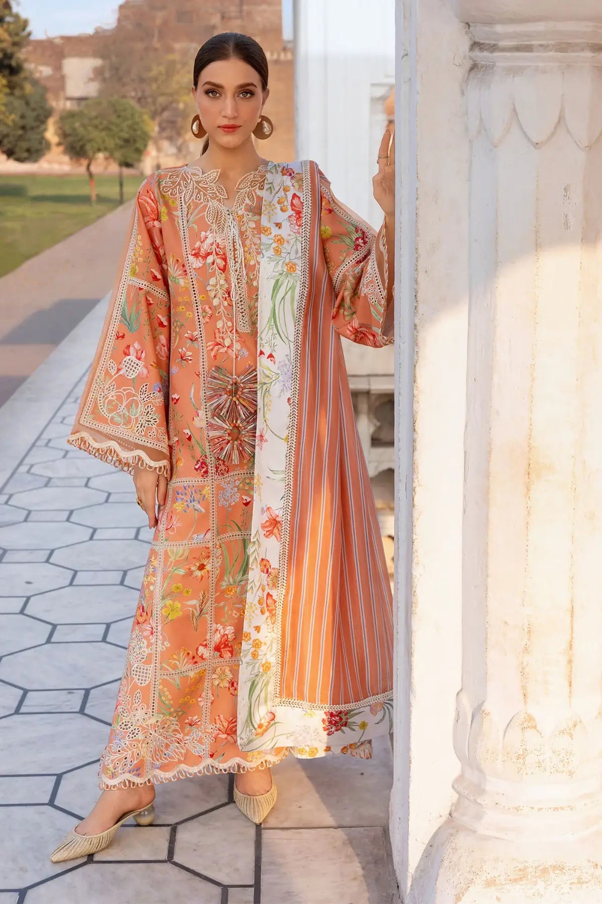 A Summer Dance D2A sunset stitched suit Crimson Lawn 2026 Pakistanimoda