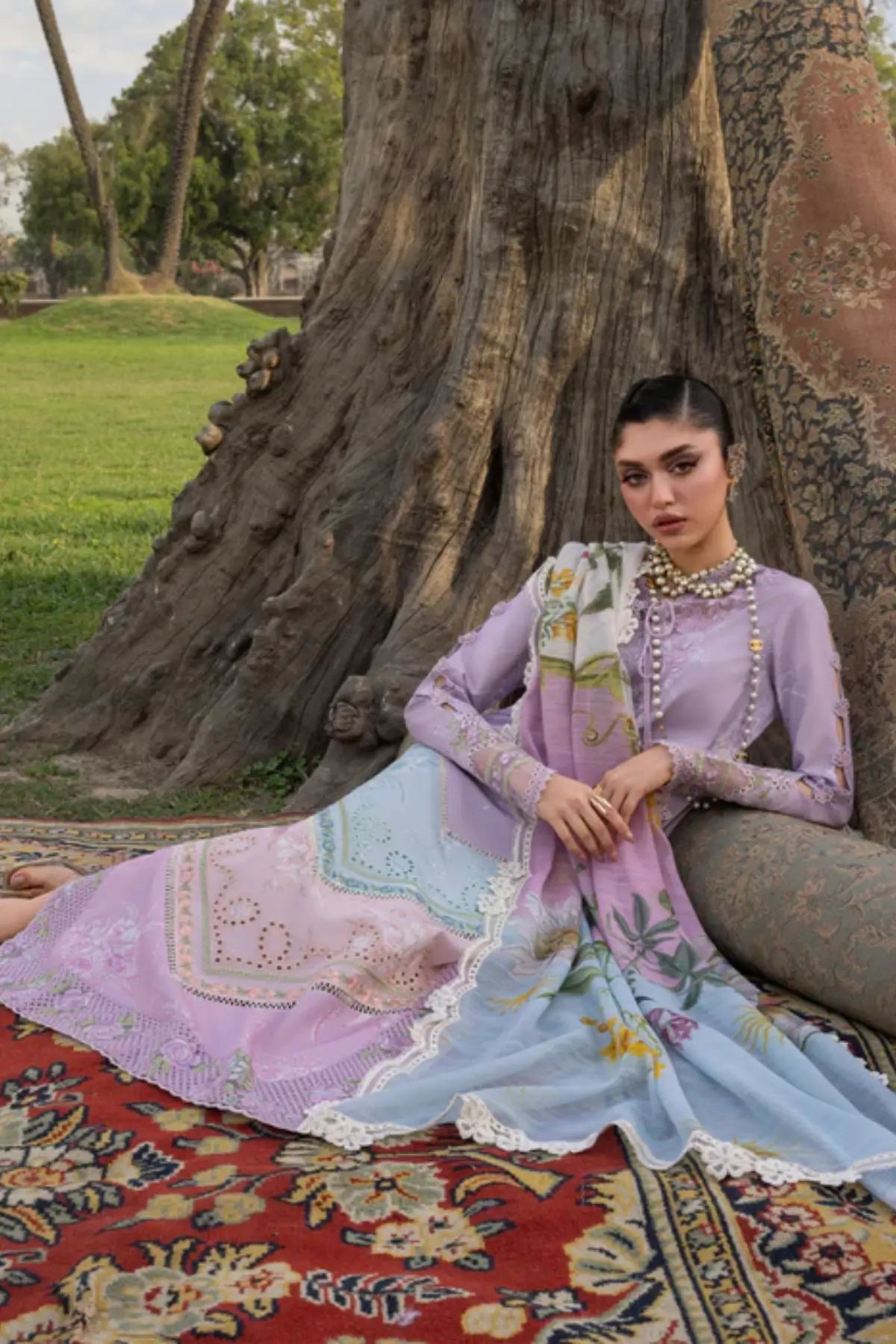 AVA 1B lilac Saira Shakira Bloom embroidered lawn stitched 3PC suit