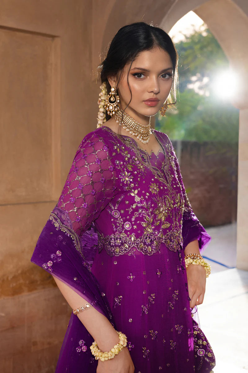 Rang Rasiya Aaliyah Plum Fuchsia Chiffon Gown And Silk Lehenga – Pakistanimoda Worldwide Shipping