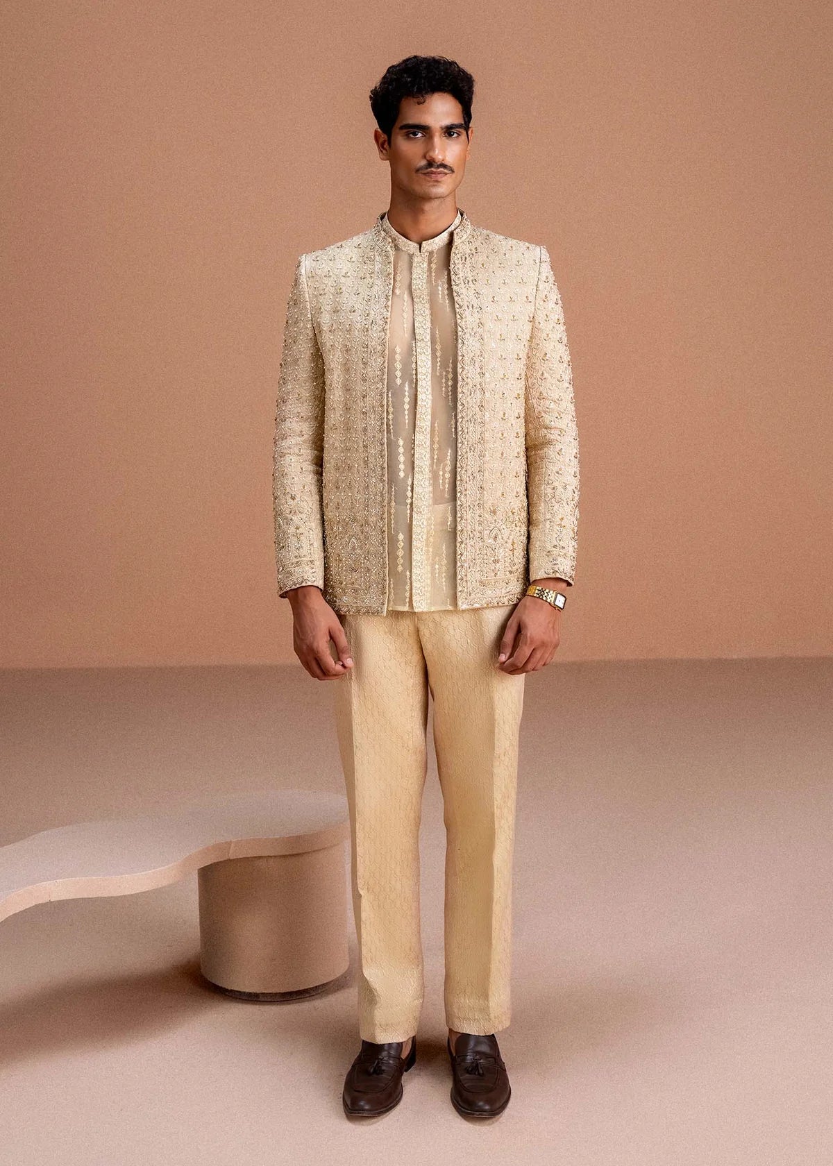 Aariz – Luxury Korean Raw Silk Prince Jacket Outfit for Weddings