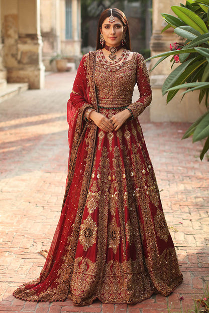 Aayla-Traditional Red Bridal Lehenga Pakistani Ensemble