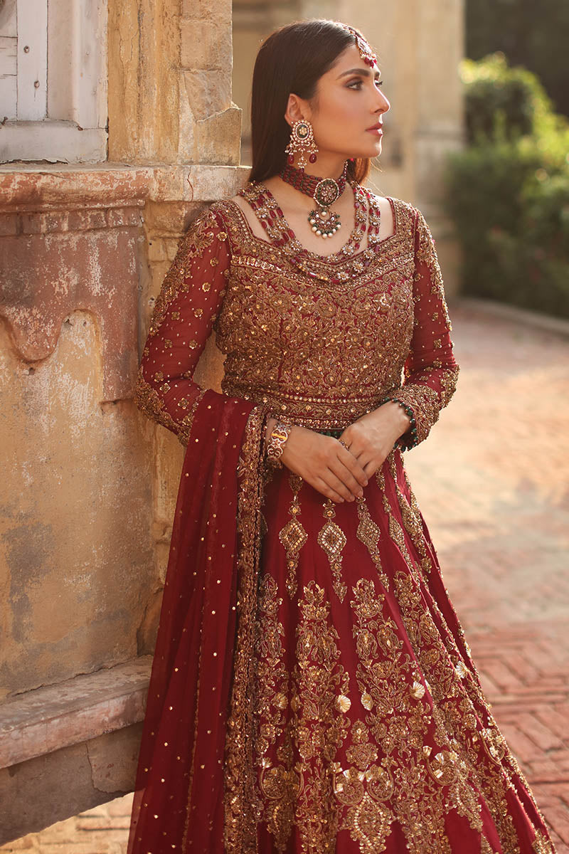 Aayla-Traditional Red Bridal Lehenga Pakistani Ensemble