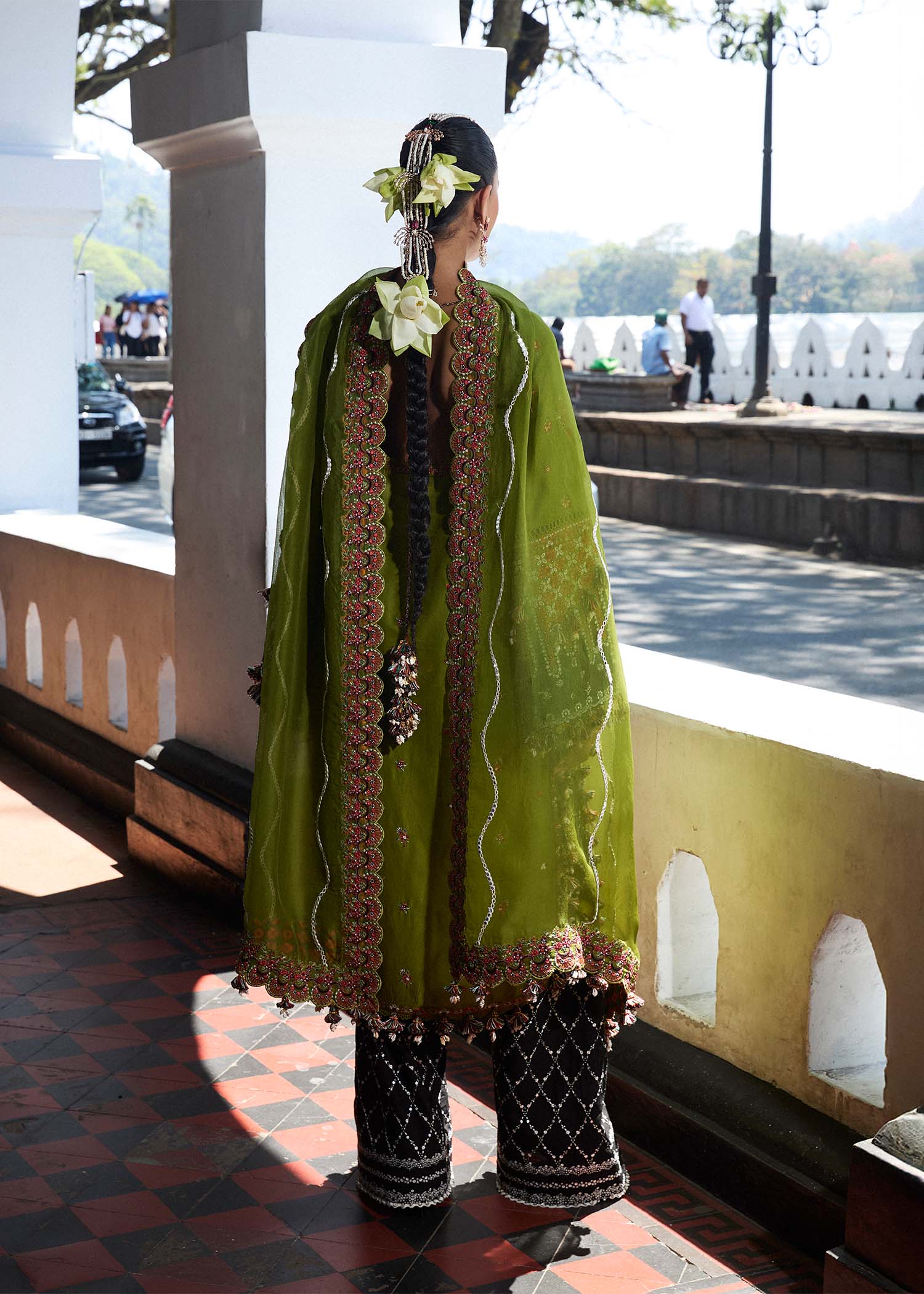 Abass- Olive Green Luxury Lawn Suit By- Hussain Rehar