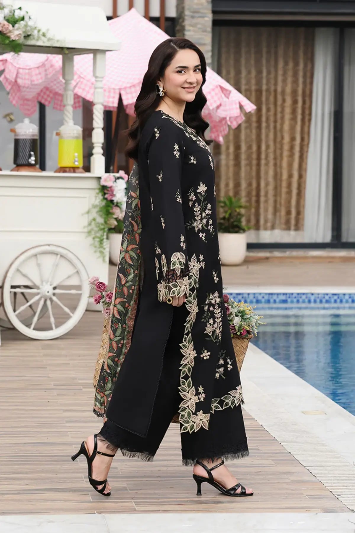 Afsaneh by Rang Rasiya Smoke Embroidered Lawn Stitched 3PC Suit with Printed Tasser Silk Dupatta