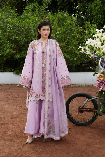 Afsun Hussain Rehar Pret SS'26 lilac embroidered lawn suit with cotton net dupatta at Pakistanimoda.