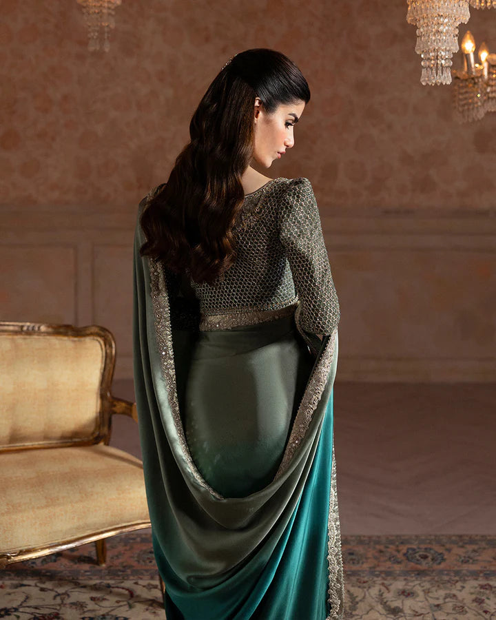 Ailey-Pakistani Fansy Embroidered Silk Saree-By-Faiza Saqlain