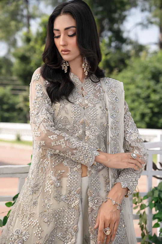 Aine Maria B Royal-Rawa Ivory Bridal Sharara Suit hand-embellished with gota, naqshi & crystals stitched for weddings – Pakistanimoda