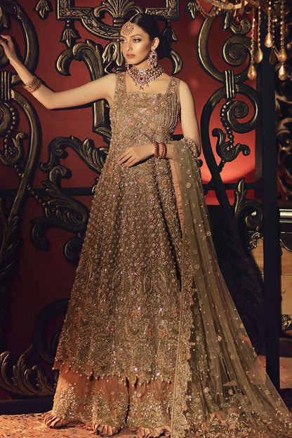 Aisha Sultan-3D Embroidered Grey Luxury Bridal Gown and Lehenga