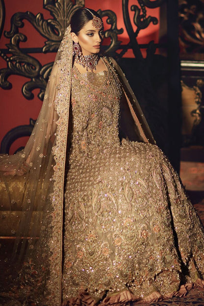 Aisha Sultan-3D Embroidered Grey Luxury Bridal Gown and Lehenga