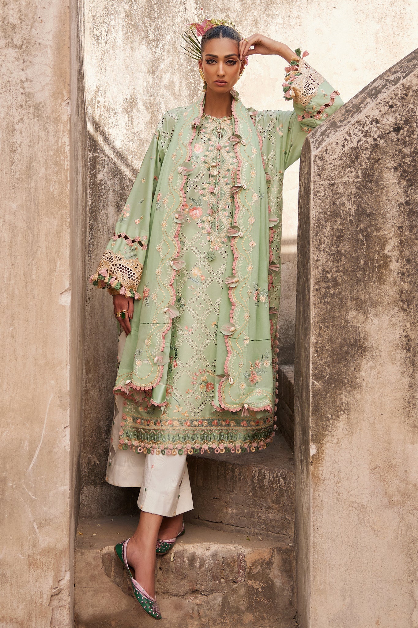 Alara 12-A- Embroidered Whispers of Grace Lawn Suit By- Elan