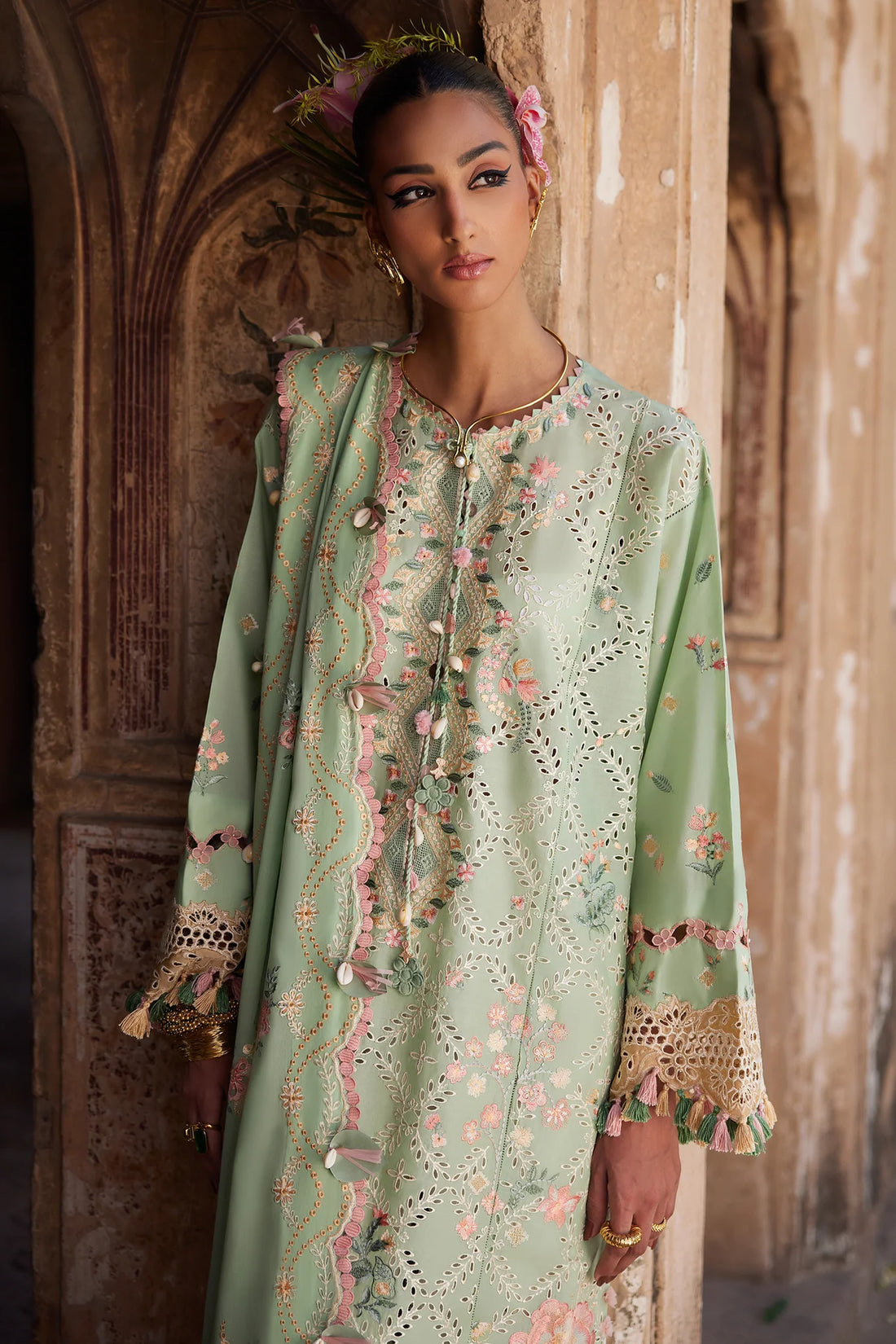 Alara 12-A- Embroidered Whispers of Grace Lawn Suit By- Elan