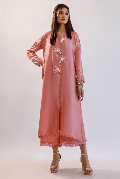 Alaya - Pure Silk Open Shirt with Pants