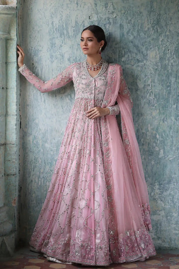 Alayha Blush Pink Embellished Net Walima Stitched Pishwas with Hand-Beaded Pearl Work, Tissue Pants and Embellished Organza Dupatta