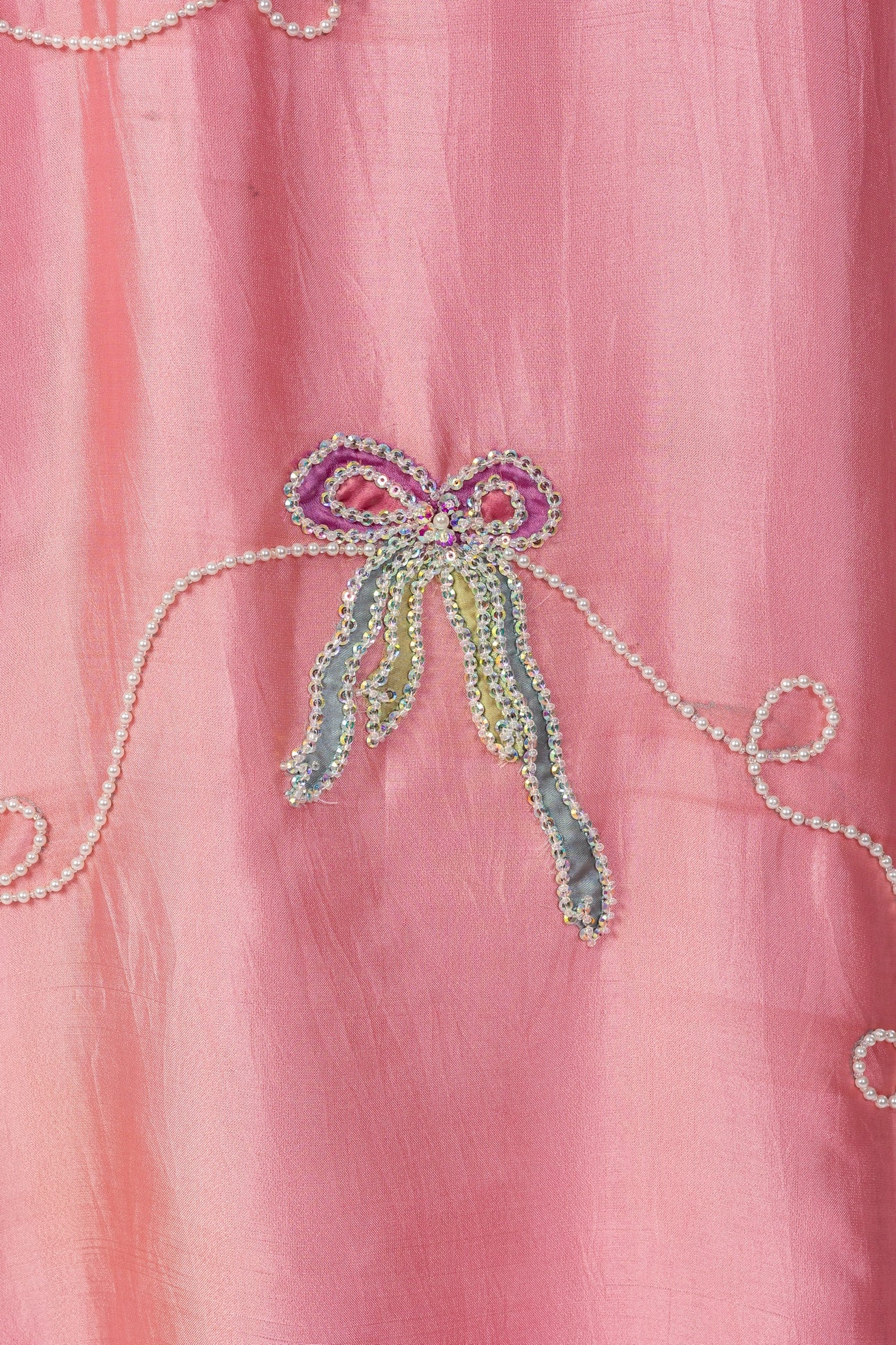 Aleiza Pink Sheesha Silk Embroidered Suit with applique work, culottes & medium silk dupatta by MariamRaj at Pakistanimoda.