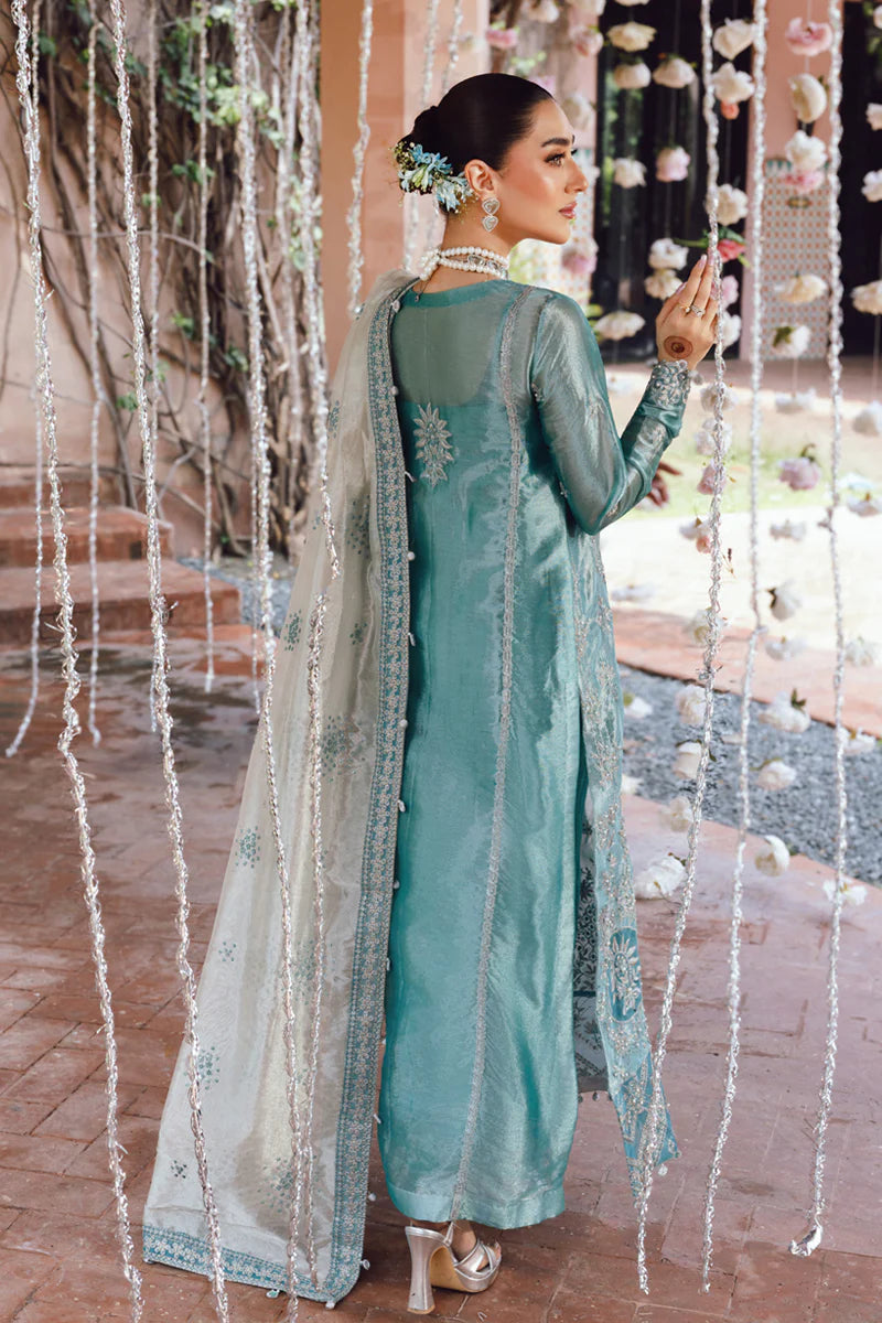 Shop Alisha – Blue Zari Organza Stitched Wedding Suit Pakistanimoda