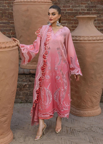 All Things Ombre-D1 B-Blush ombré georgette chiffon suit with laser appliqué by Crimson