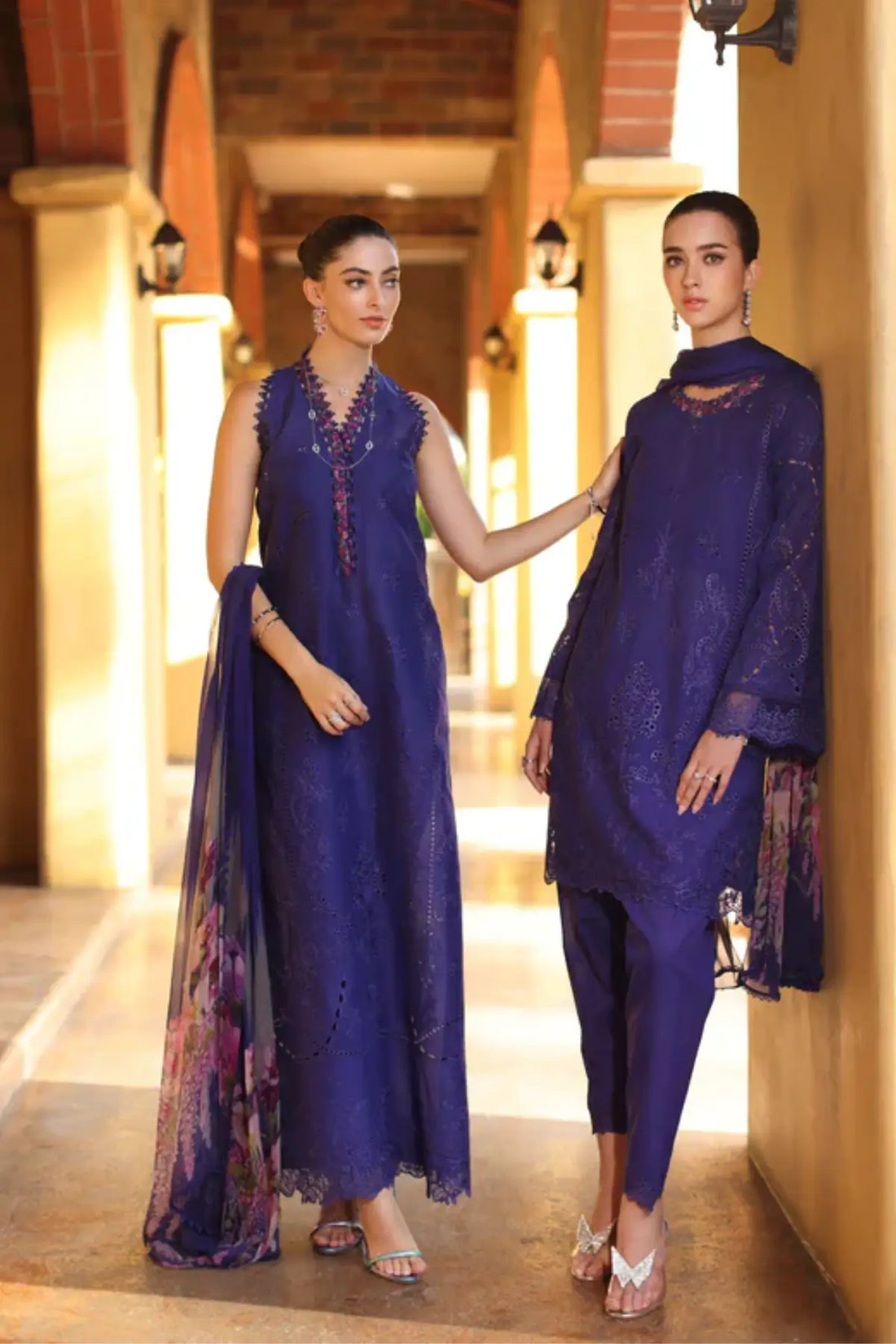 Saadia Asad Aloura D2-A aubergine embroidered lawn suit with chiffon dupatta Noor Luxury Eid Schiffli ’26