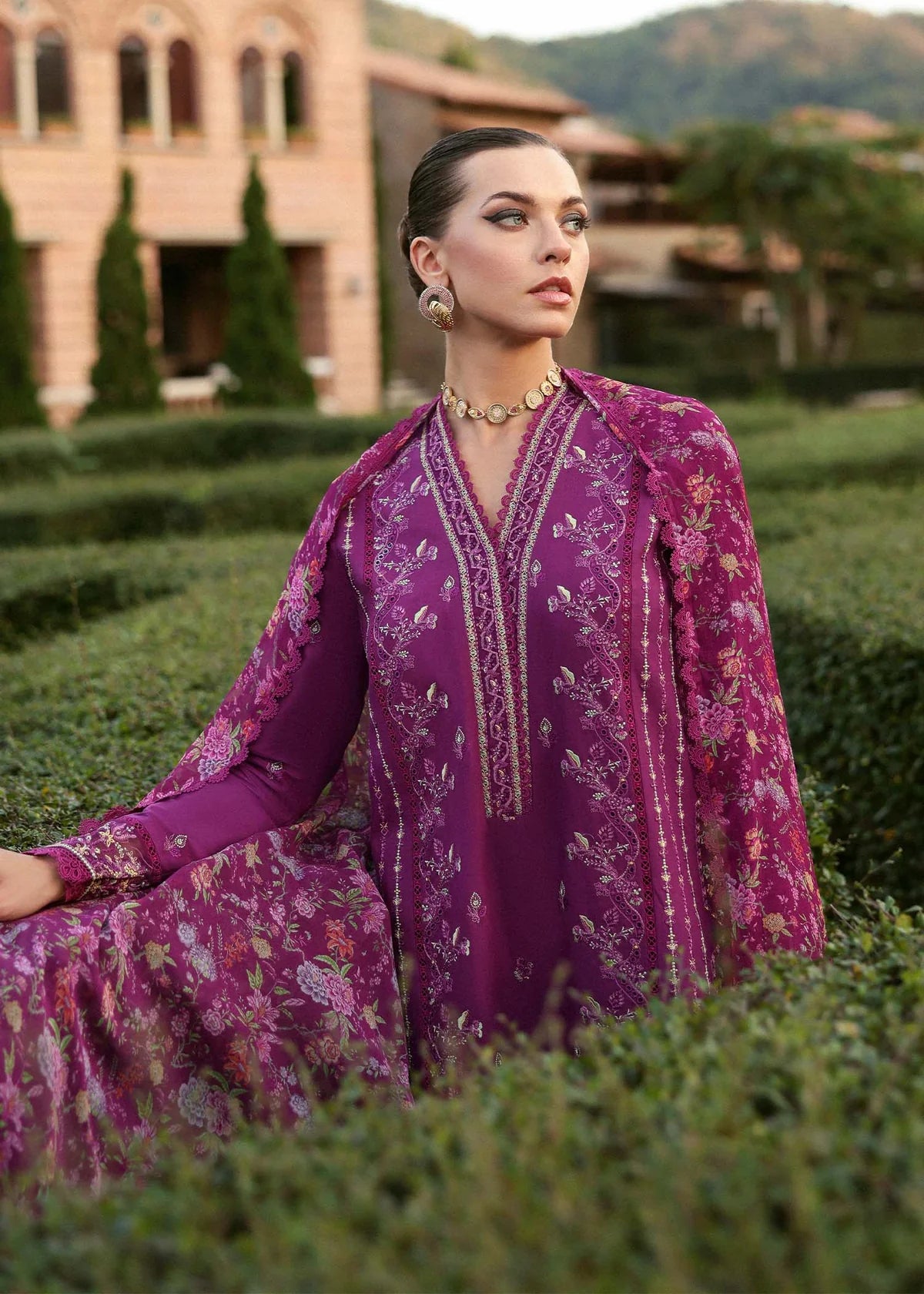 Alvina- Plum Zaina Lawn Collection 2025 By- Kanwal Malik