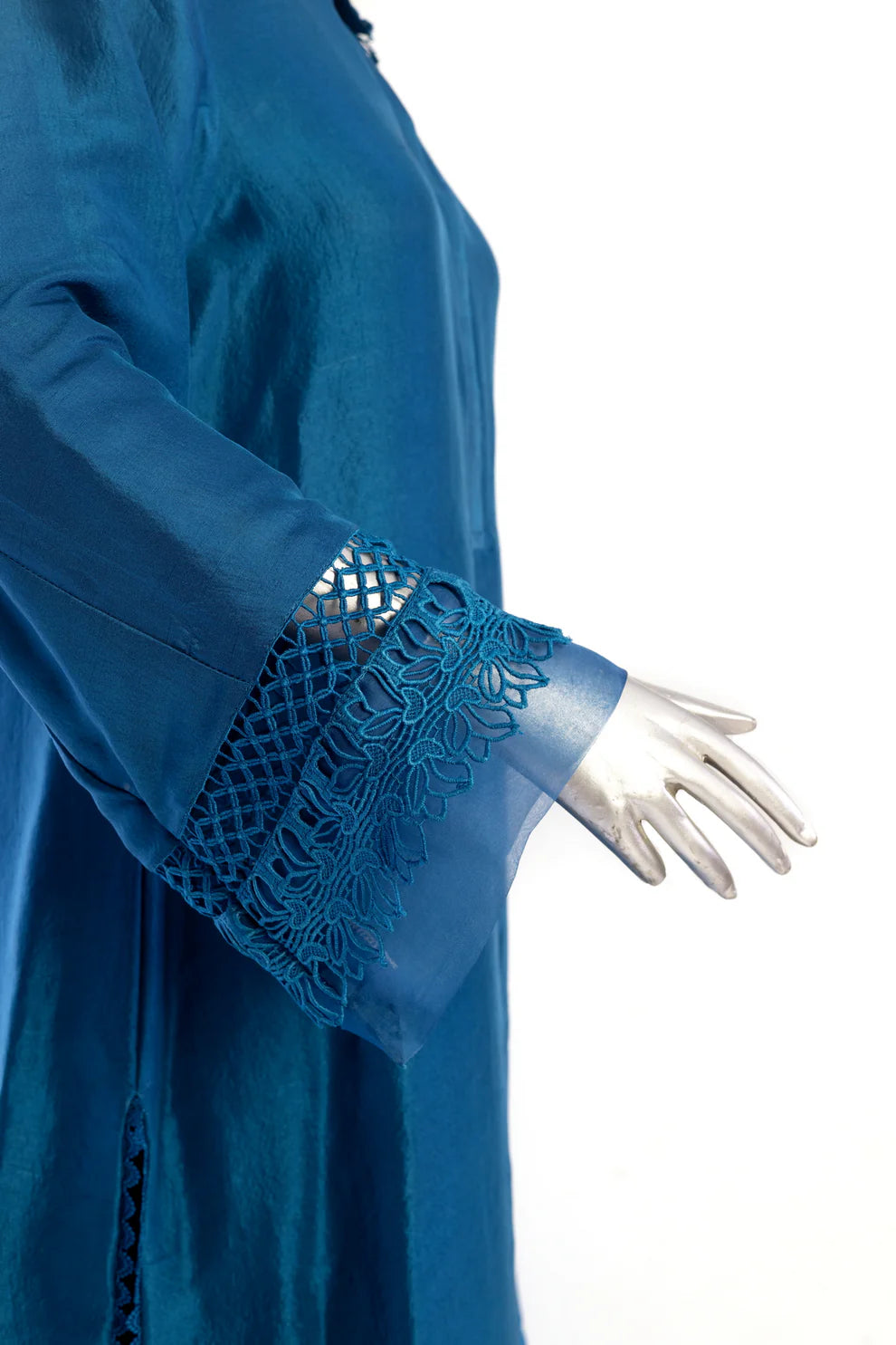 Alya-Teal Blue Pure Raw Silk Suit with Organza dupatta