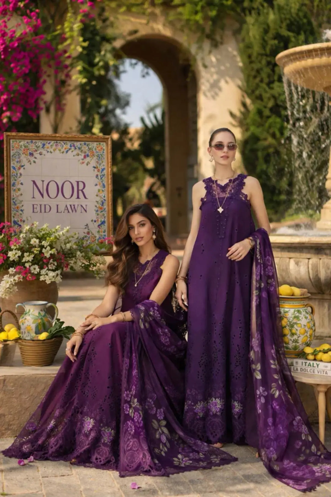 Amalfi Amethyst D2 by Saadia Asad Purple Orchid Schiffli lawn 3PC with embroidered details and chiffon dupatta