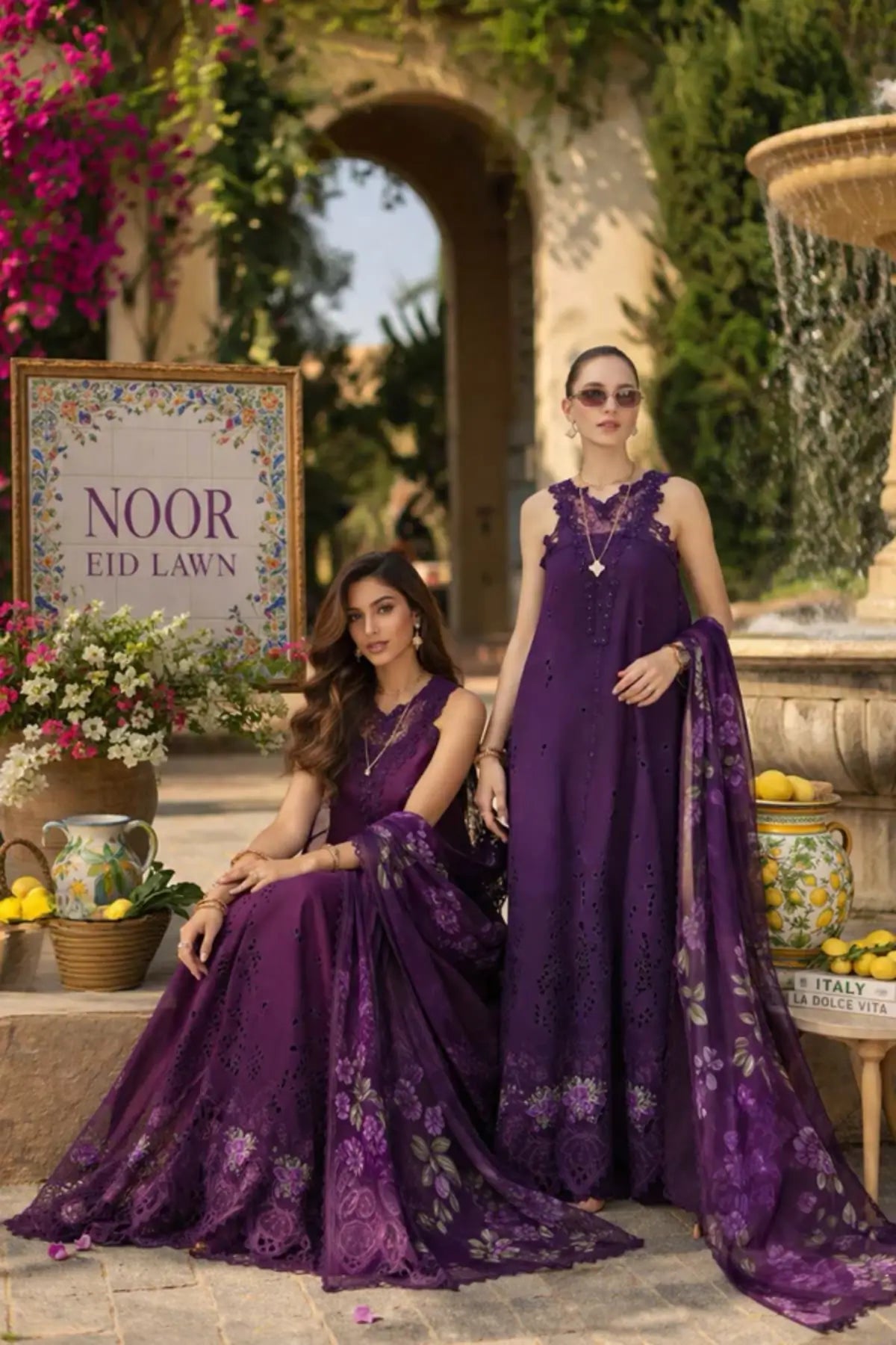 Amalfi Amethyst D2 by Saadia Asad Purple Orchid Schiffli lawn 3PC with embroidered details and chiffon dupatta