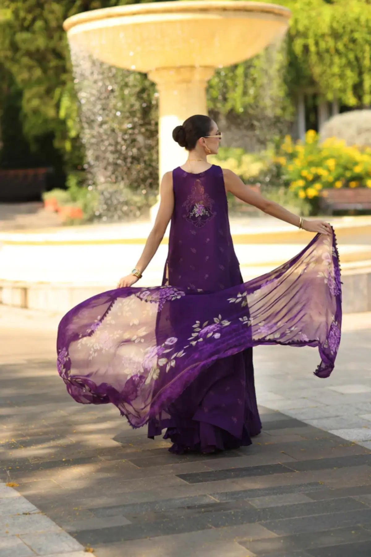 Amalfi Amethyst D2 by Saadia Asad Purple Orchid Schiffli lawn 3PC with embroidered details and chiffon dupatta